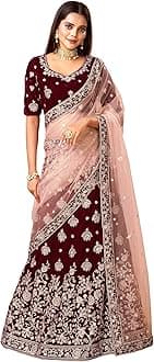 TRENDMALLS Women's Velvet Sequin Embroidery Lehenga Choli with Dupatta | Bridal Party Stylish Wedding Lehenga Choli for women