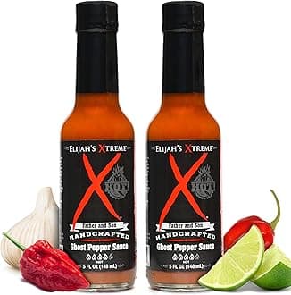 Elijah's Xtreme Carolina Reaper Hot Pepper Sauce with Sweet Black Cherries, Cranberries and Kentucky Bourbon (5 oz) (2-Pack) (Xtreme Ghost Pepper & Habanero)