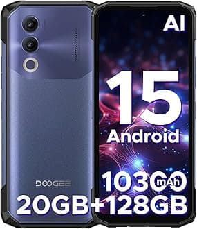 DOOGEEBlade 20 Android 15 Rugged Smartphone,10300mAh/18W,20GB+128GB/TF 2TB Octa Core Rugged Phone,6.6" HD+ Gaming Phones,16MP Camera,IP68/IP69K Waterproof Phone,Triple Slot/NFC/Face ID/GPS