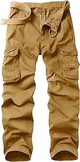 AKARMYMen's Casual Cargo Pants Military Army Camo Pants Combat Work Pants with 8 Pockets(No Belt)