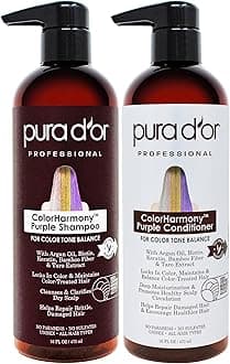 Purple Shampoo & Conditioner (16oz x 2) ColorHarmony Biotin Set For Bleached, Blonde, Silver & Color Treated Hair - Keratin, Bamboo Fiber, No Sulfates - Men & Women