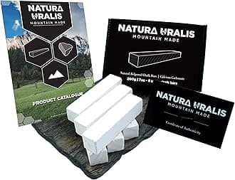 Natura Uralis Premium Belgorod Sawn Chalk | 7 oz of White Chalk Bars - Amazing Crunch, Satisfying Earthy, Velvety and Firm Texture, ASMR Sensation, Natural Calcium Carbonate - 6 Sticks