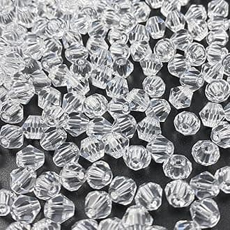 400pcs Bicone Crystal Beads 4mm Crystal Glass Faceted Beads for Necklace Bracelet Earrings DIY Jewelry Crafts Making Supplies(Transparent)