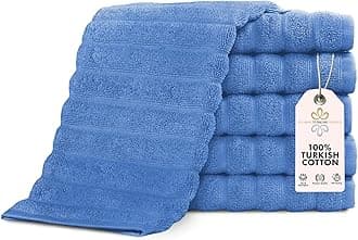 Classic Turkish Towels CTT Luxurious 100% Turkish Cotton Washcloths 6 Pack, Highly Absorbent & Quick Dry, Face Towels Wash Cloths for Hotel, Spa & Gym | 13"x13" (Blue)