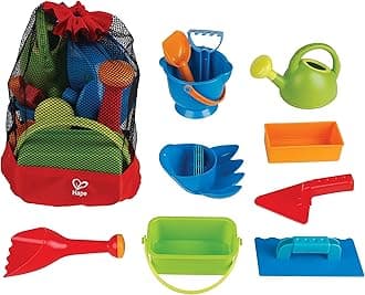 Hape Beach Essential Set 2, Sand Toy Pack, Mesh Bag Included, Blue