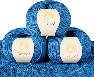 100% Merino Wool Yarn, 6-Ply Luxurious and Soft Yarn for Hand Knitting & Crocheting, 1.76 OZ/50g, 127 yds/116 Meters(Jazz Blue, 3 Balls)