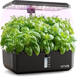 Hydroponics Growing System Indoor Garden: URUQ 12 Pods Indoor Gardening System with LED Grow Light Height Adjustable Plants Germination Kit Quiet Smart Pump - Hydroponic Planter Fresh Harvest Black
