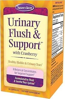Urinary Flush & Support with Cranberry Promotes Healthy Bladder & Urinary Tract - 8 Botanical Concentrate Blends to Flush & Soothe - Healthy Elimination & Detoxification - 60 Capsules