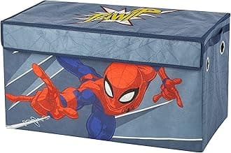 Marvel Spiderman Toy Storage Trunk for Kids,Collapsible Organizer with Soft Lid, Durable Fabric, 28.5x14.5x16, Blue Chest for Bedroom & Playroom