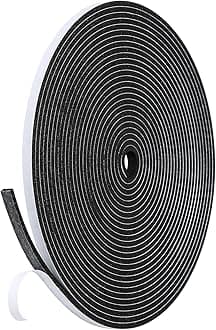 Weather Stripping Door Seal Strip- 1/4 Inch X 1/8 Inch X 26Feet, Strong Adhesive, Lightproof, Soundproof, Weatherproof Foam Tape Insulation for Sliding Door, Front Door Frame, Windows- Black