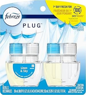 Febreze Plug In, Air Freshener, Scented Oil Refill, Linen & Sky, 0.87 Fl Oz (Pack of 2)