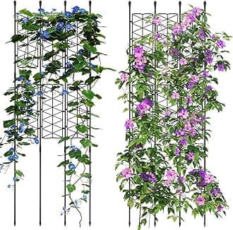 NiHome 12-Pack 50 Inches Garden Trellis for Climbing Plants Outdoor, Plant Support Trellis Cage for Clematis, Roses, Jasmine and Vines Such as Tomatoes, Grapes, Cucumbers and Blackberries