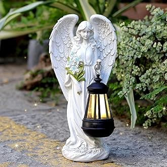 Solar Angel Outdoor Garden Decor Statues – 13.2 inches Solar Outdoor Sculptures for Outside Yard Art Patio Balcony Front Lawn Ornaments Gifts for Mom Grandma Women