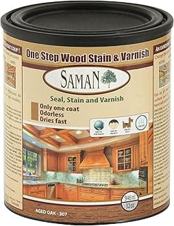 Interior One Step Wood Seal, Stain and Varnish – Oil Based Odorless Dye - Protection for Furniture and Fine Wood (Aged Oak SAM-307, 32 oz)