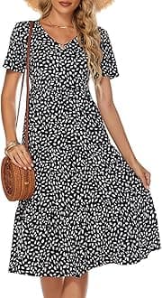 Berydress Women's Casual Summer Tiered Midi Dress 2025 Short Sleeve V-Neck Lo...