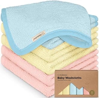 6-Pack Organic Baby Washcloths - Soft Viscose Derived from Bamboo Washcloth, Baby Wash Cloths, Baby Wash Cloth for Newborn, Kids, Bath Baby Towels, Face Towel, Face Cloths for Washing Face(Candy Pop)
