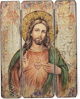 Joseph's Studio by Roman, 15" H Sacred Heart of Jesus Decorative Wall Panel, Courageous Panels Collection, MDF Religious Wall Art