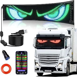 Devil Eyes Light for Windshield, 23"×5" Flexible Bluetooth APP Control Scrolling LED Car Sign Full Color Display Custom Text Pattern Animation Programmable LED Sign for Car Truck (1PCS)