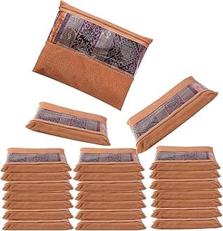 JD FRESH 24 Pcs Large Non-Woven Saree Covers For Storage/Saree Bags with Zip/Multi-Purpose Lehenga Storage Bag/Clothes Covers for Dresses/Sarees/Lehengas (14x17 Inch)