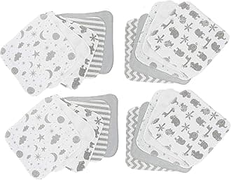 Spasilk 20-Piece Washcloth Set for Newborn Boys and Girls, Soft Terry Baby Washcloths, Baby Essentials, Gray Celestial