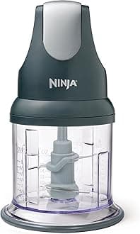Ninja NJ100GR Express Chop Manual Food Processor for Chopping Mincing Pureeing Vegetables and other Ingredients 16-Ounces Gray