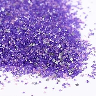 Purple Sanding Sugar for Baking, Pink Sanding Sugar, Sanding Sugar Metallic Silver Glitter Mix, Shimmer silver star sprinkles, Pink and Purple Sprinkles for Baking, Cupcakes, Cakes, Cookies, Macaron, and Ice Cream(4.23oz/120g)