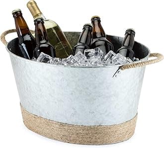 Jute Rope Wrapped Galvanized Tub by Twine