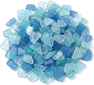Jetec 11 oz Sea Glass Cobalt Bulk Seaglass Pieces Caribbean Tumbled Sea Glass for Beach Wedding Party Decor Home Decor DIY Craft Supplies (Blue, White, Green)
