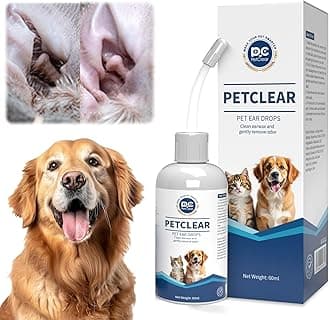 Ear Cleaner for Dogs and Cats, with Bendable Applicator, Non-Irritating, Dog Ear Cleaner Solution to Eliminates Ear Odour, Dirt and Debris, 60ml