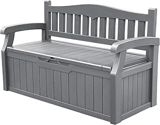 Devoko 80 Gallon Storage Bench Deck Box Lockable for Patio Furniture, Garden Decor and Outdoor Seating for Cushions, Garden Tools and Pool Supplies. (Grey)