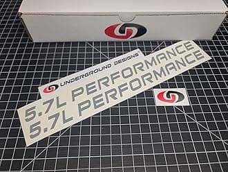 5.7L Performance Decals (2-Pack) Hemi V8 Hood Fender Racing Stickers Fits 2005+ Challenger Charger Ram Durango R/T 300C (Gloss Gray, 3/4" H x 11.5" L)
