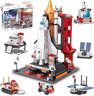 Space Exploration Shuttle Toys for 8-12 and 8-14 Years Boys Kids, 1008pcs 7 Models Aerospace Building Set with Heavy Transport Rocket and Launcher, Educational Construction Toy