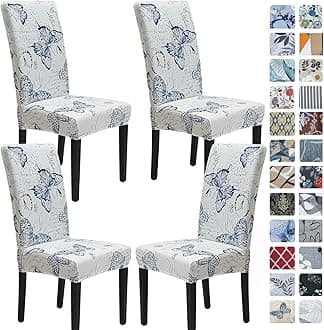 SPRINGRICO Chair Covers for Dining Room Set of 4, Stretch Dining Chair Cover, Spandex Kitchen Parsons Chair Slipcovers, Washable Seat Protector for Home or Party (4 Pack, The Fairy Butterfly)