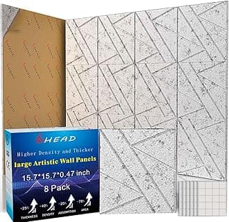 8 Pack Self-Adhesive Soundproof Wall Panels, 15.7 x 15.7 x 0.47 in Sound Proof Foam Panels for Walls, 1.2lb/ft³ High Density, Thicker 0.47in, Large Size Acoustic Panels, Sound Dampening Panels Gray