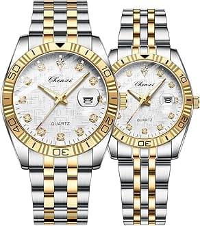 MASTOP Swiss Brand Two Tone Watch Men Women Gold Silver Stainless Steel Waterproof Couple Watches
