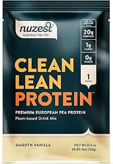 Nuzest Smooth Vanilla Clean Lean Protein - Premium Vegan Protein Powder, Plant Protein Powder, European Golden Pea Protein, Dairy Free, Gluten Free, GMO Free, Single Serving