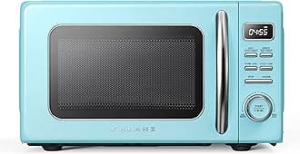 Galanz GLCMKZ07BER07 Retro Countertop Microwave Oven with Auto Cook & Reheat, Defrost, Quick Start Functions, Easy Clean with Glass Turntable, Pull Handle.7 cu ft, Blue