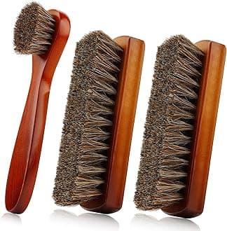 Leather Shoe Cleaning Kit - 3 Piece Set Including Boot Brush, Horse Hair Brush for Leather, Clean Dauber Applicators