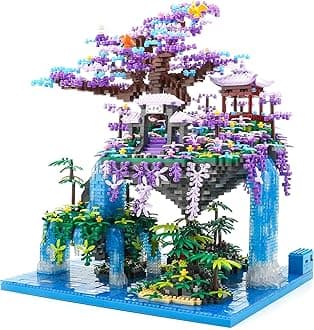 Miniature building blocks set, Chinese Moon Palace building and cherry blossom bonsai tree children's toys, Moon house model, children's creative mini building blocks gift 14+,4574 pieces