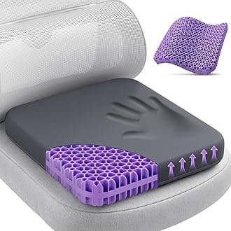 Gel Seat Cushion for Long Sitting, Enlarged & Thickened Patent Design Office Chair Seat Cushion, Breathable Cooling Pads for Chairs, Soft Car Cushions for Wheelchair(Large, Grey)