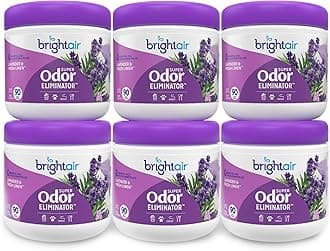 Bright Air Solid Air Freshener and Odor Eliminator, Lavender and Fresh Linen Scent, 14 Oz Each, 6 Pack