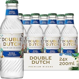 Double Dutch Soda Water | Lightly Flavoured Premium Soda Water | Gluten Free, Vegan Friendly Refreshing Soft Drink & Mixer | 24 x 200ml Bottles