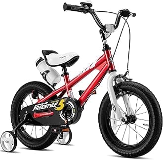 Royalbaby 2 Hand Brakes BMX Freestyle Kids Bike for Boys and Girls, Unisex Bicycles for Ages 3 to 8, 12" 14" 16" with Training Wheels, 16" 18" with Kickstand, Blue or Red
