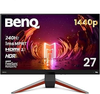 BenQ MOBIUZ EX270QM 27” 1ms 240Hz QHD Gaming Monitor, IPS, HDRi Technology, DisplayHDR 600, AMD FreeSync Premium Pro, 98% DCI-P3, 2.1ch Built-in Speakers, HDMI 2.1, Eye-Care, Bezel-Less