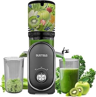 SUSTEAS Cold Press Juicer Machines, 5.3" Feed Chute(50oz Capacity), 300W Slow Masticating Juice Extractor for Whole Fruits and Vegetables, Automatic Feed, High Juice Yield,Easy to Clean, Silver gray