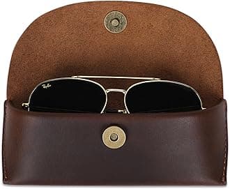 Leather Sunglasses Case Genuine Eyeglass Holder Reading Glasses Protector Vintage Eyewear Storage for Men and Women