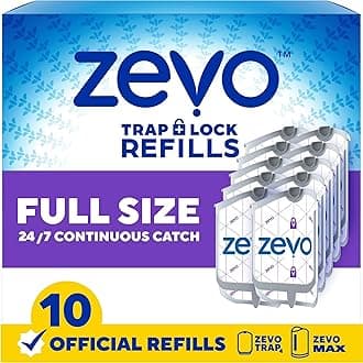 Flying Insect Trap Refill - for The Zevo MAX & Standard Indoor Fly Trap - Catch Gnats, House & Fruit Flies - Easy to Use - Mess-Free Disposal (10 Refill Cartridges)
