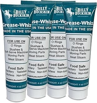 Grease-Whiz Food Grade Grease Lubricant (4oz, 4 Pack) - Lubricate Ice Cream, Slushee Machine, Beer Kegs, Pools, O Rings - Food Grade Lubricant for Commercial & Domestic Use by Billy Buckskin