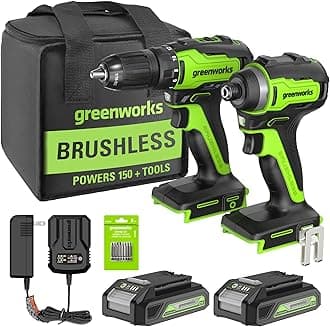 Greenworks 24V Brushless Drill/Driver,USB Battery and Charger Included