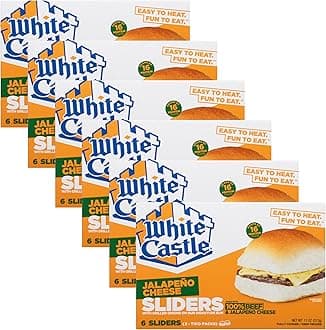 White Castle Jalapeno Cheeseburgers with Grilled Onions on Our Signature Bun - 16g of Protein Per Serving - Ready Set Gourmet Donate a Meal Program - 6 Pack (11oz Each)
